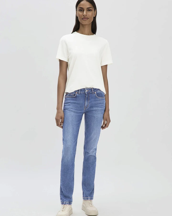 hessnatur Damen Jeans LEA Mid Rise Slim aus Bio-Denim - blau - Größe 25/30