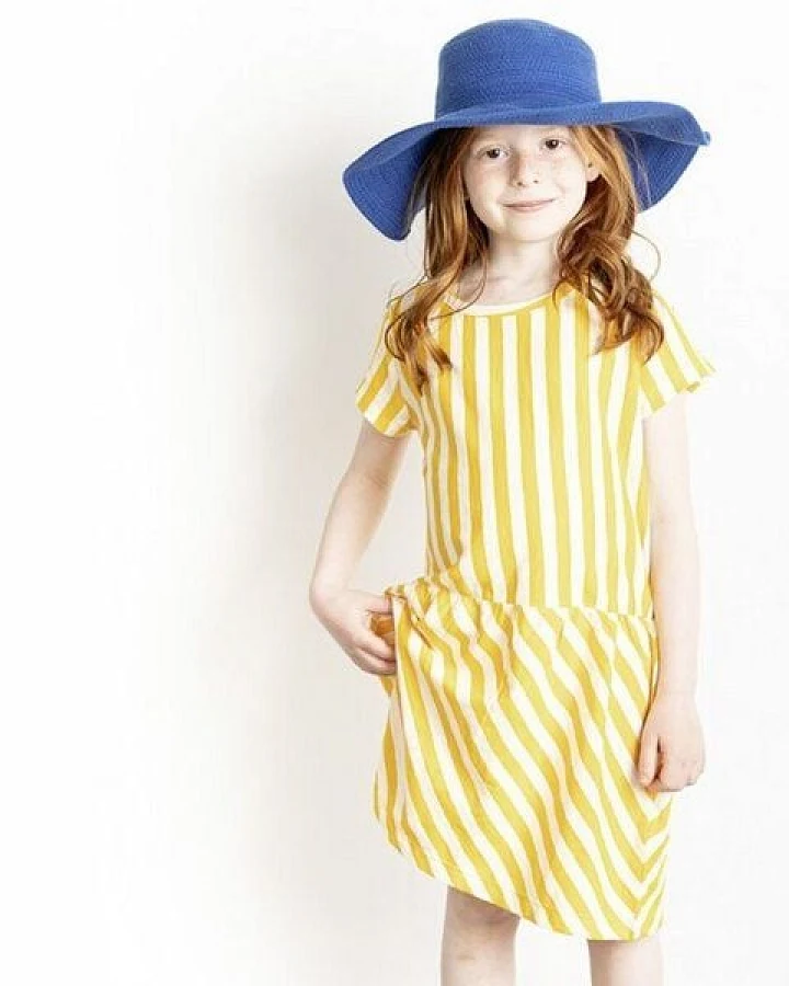 sense-organics Sommerkleid gelb geringelt, Agona von Sense Organics