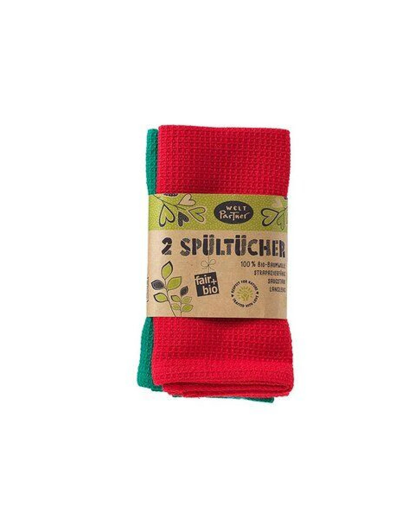weltPartner 2er-Set Spültücher fair + aus Bio-Baumwolle, 30x30 cm – Ansicht 2