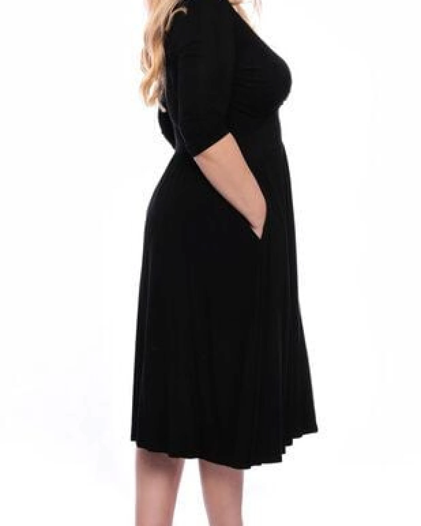 Ingoria MAGDALENA Midi Kleid 3/4 Arm mit Taschen aus TENCEL® Modal Jersey – Ansicht 3