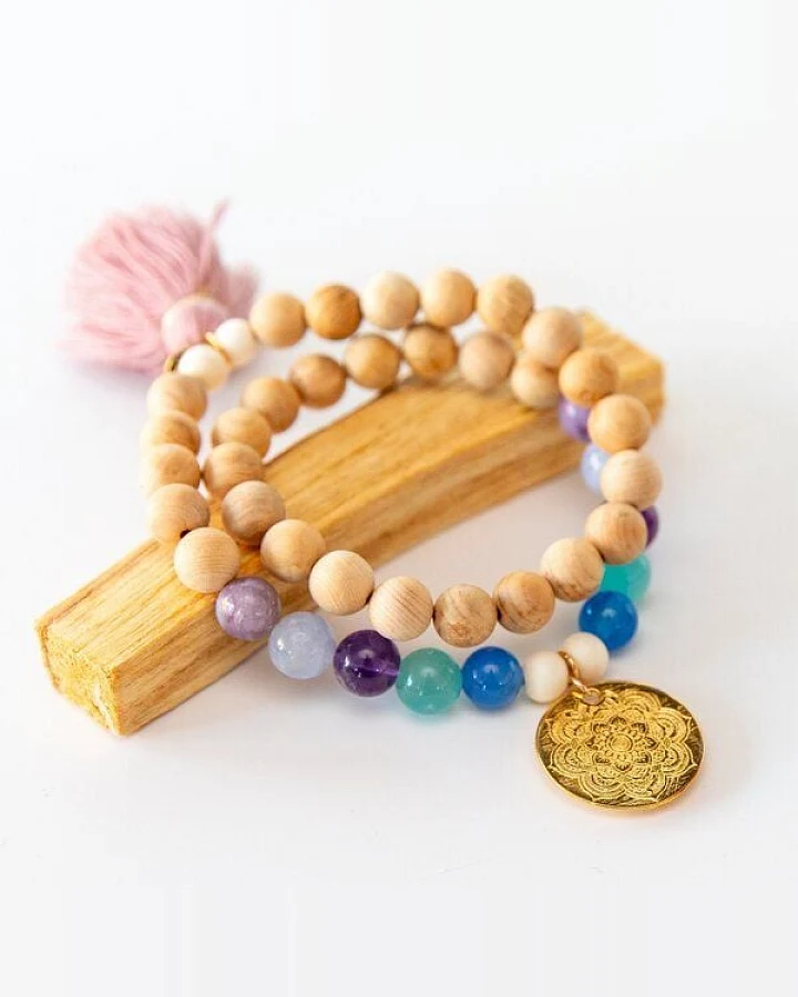 Divasya Mala Armband Sandalwood Bliss & Sandalwood Midnight - Wickelarmband