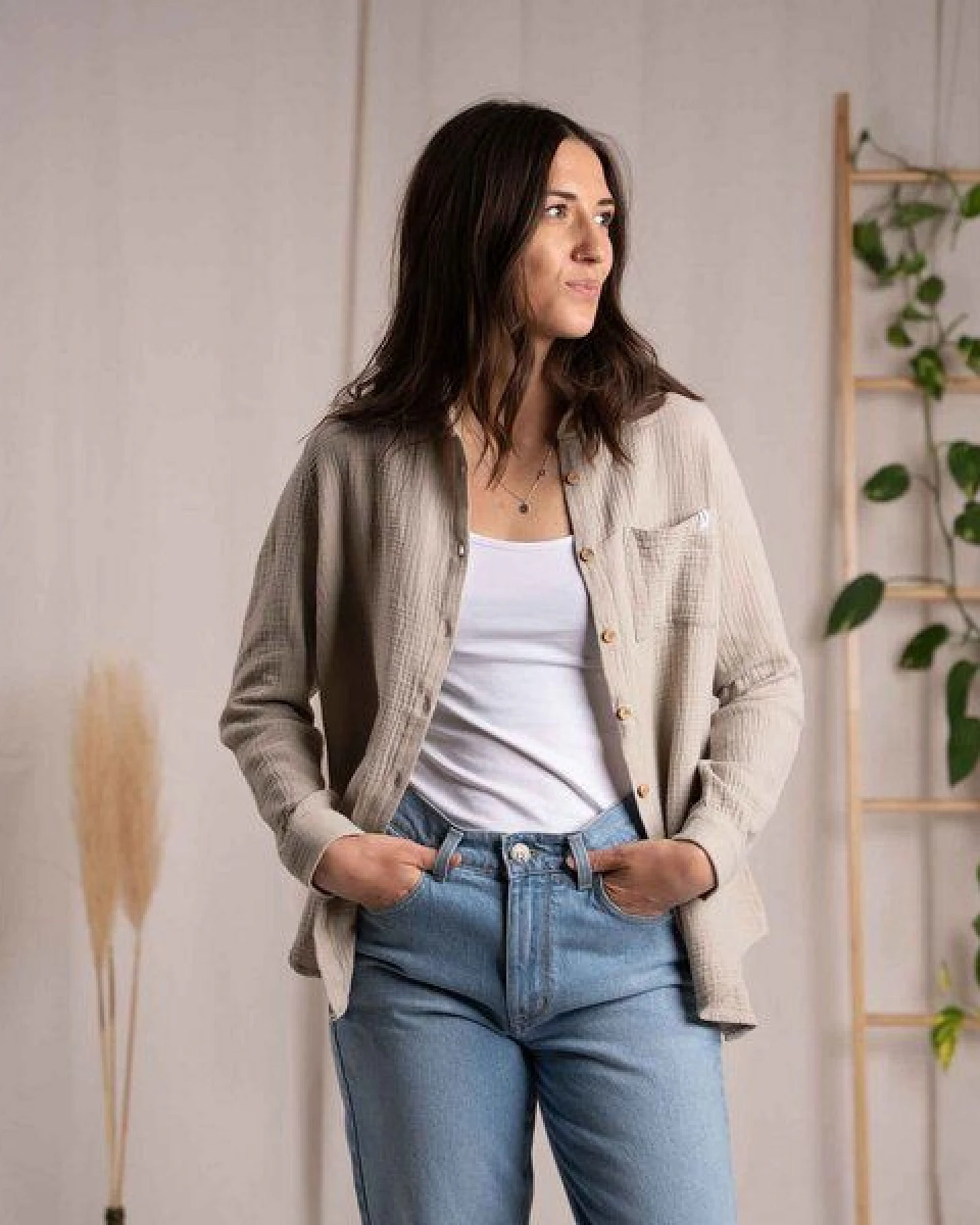 Vresh Clothing Vyllin - Musselin Hemd aus Biobaumwolle – Ansicht 2