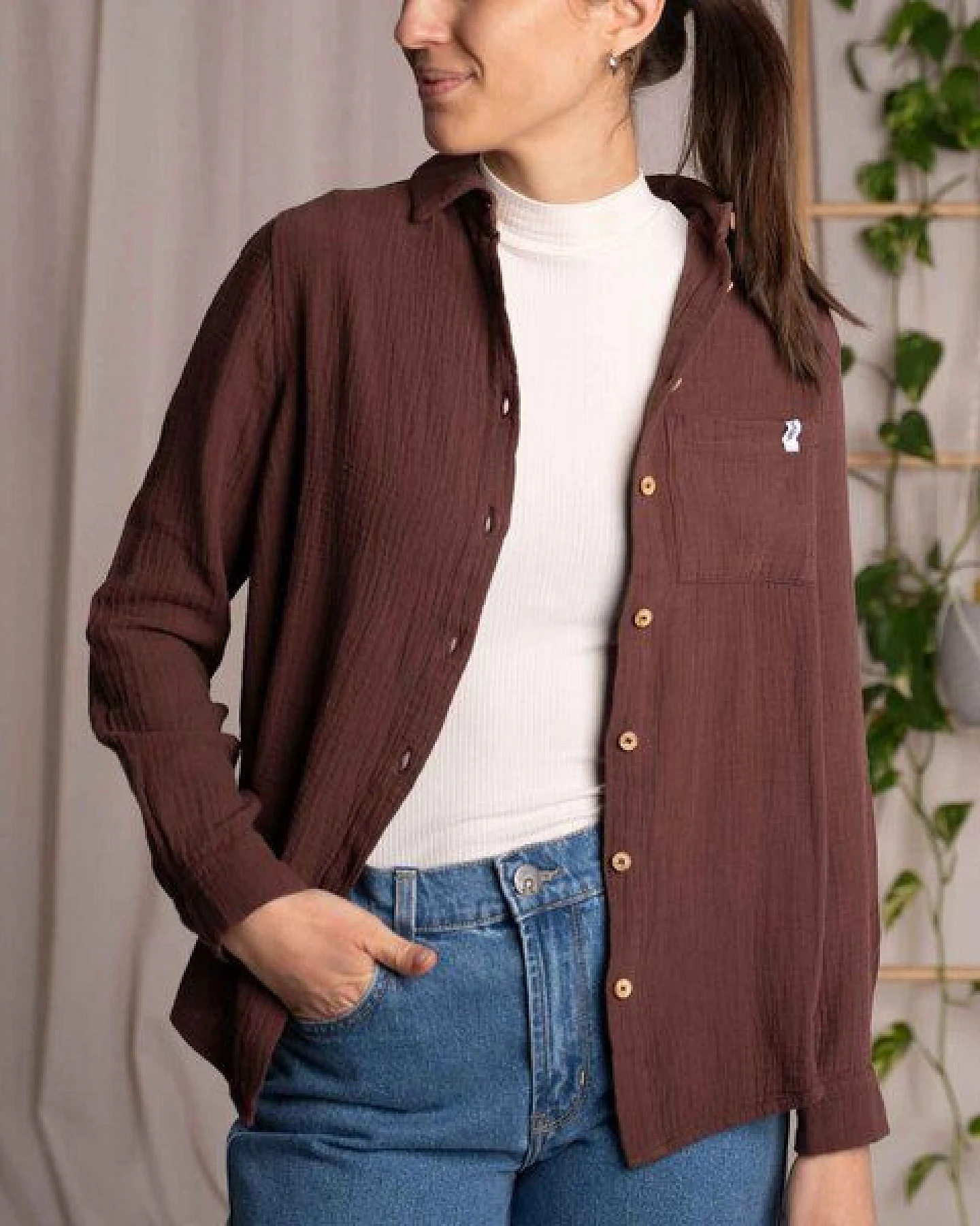 Vresh Clothing Vyllin - Musselin Hemd aus Biobaumwolle – Ansicht 4