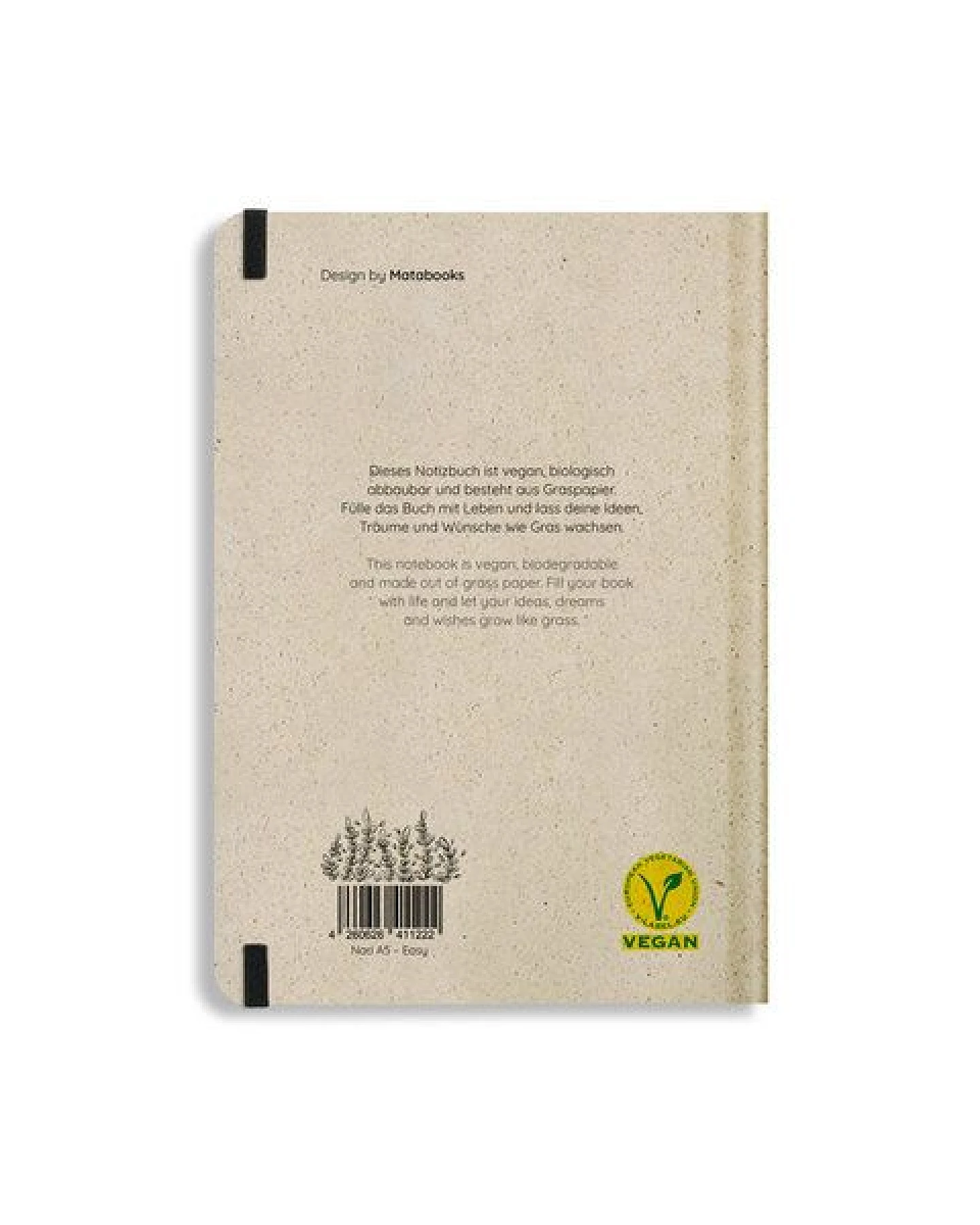 matabooks® Nachhaltiges A5 Notizbuch/Journal/Schreibheft aus Süßgraspapier – Nari (liniert) – Ansicht 3