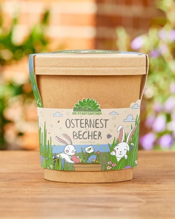 Die Stadtgärtner Osternest aus dem Becher I Ostergeschenk für Kinder I Geschenk für den Frühling und Garten I Osternest und Osterkörbchen I Ostergras