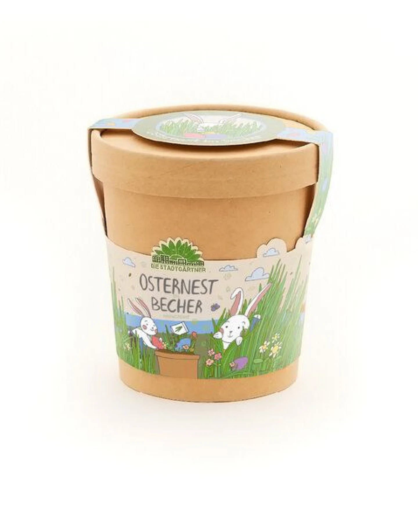 Die Stadtgärtner Osternest aus dem Becher I Ostergeschenk für Kinder I Geschenk für den Frühling und Garten I Osternest und Osterkörbchen I Ostergras – Ansicht 2