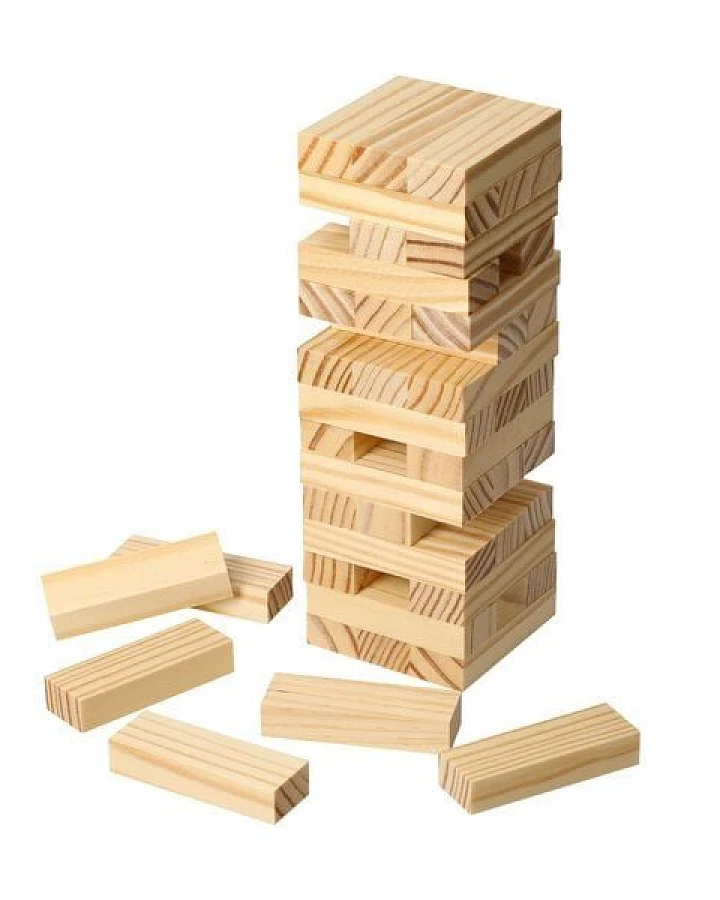 elasto Geschicklichkeitsspiel STACKY aus robustem Holz Reisespiel mit Beutel