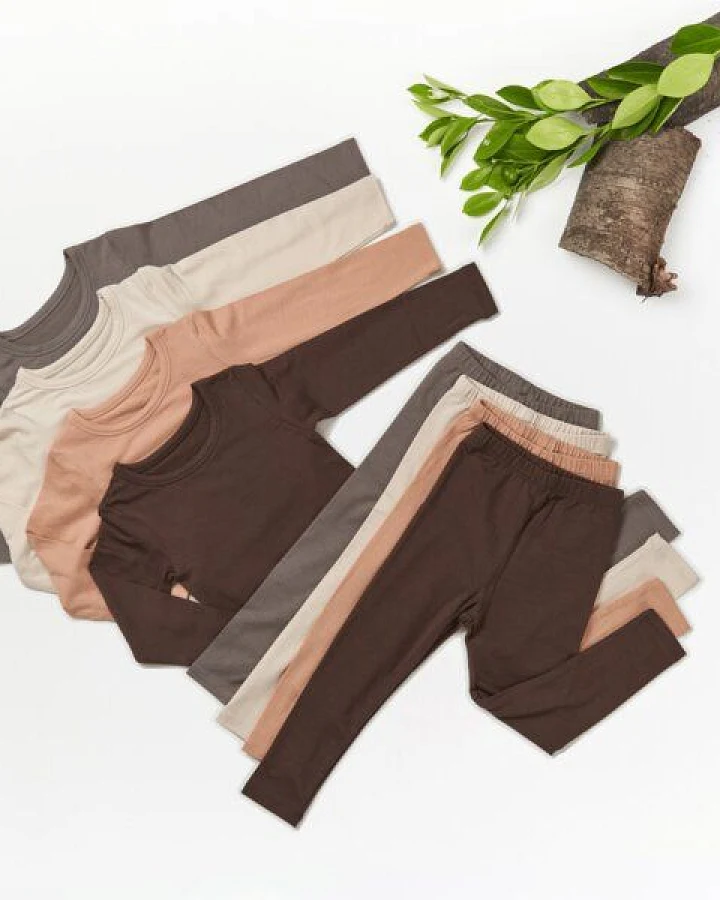 tetoi-vienna TENCEL langarm Shirt und lange Hose Kinder Set "Waldbad"