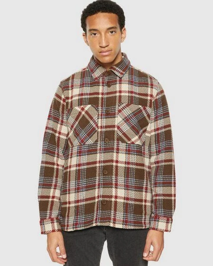 KnowledgeCotton Apparel Kariertes Overshirt - Overshirt red check