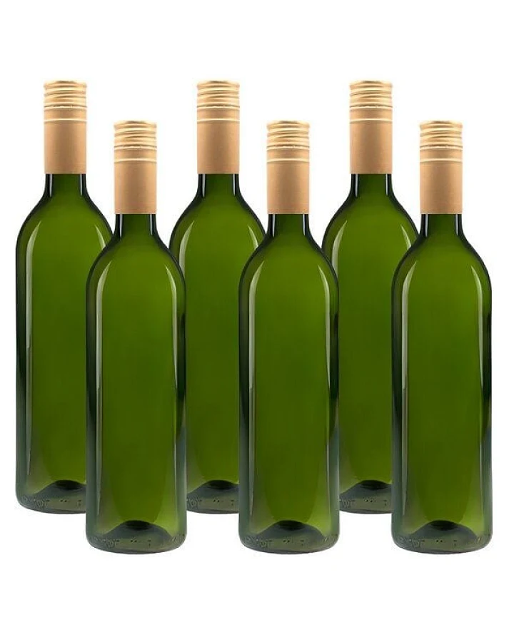 mikken 6er Set Ölflasche 750 ml Weinflasche Glasflasche grün inkl. Etiketten