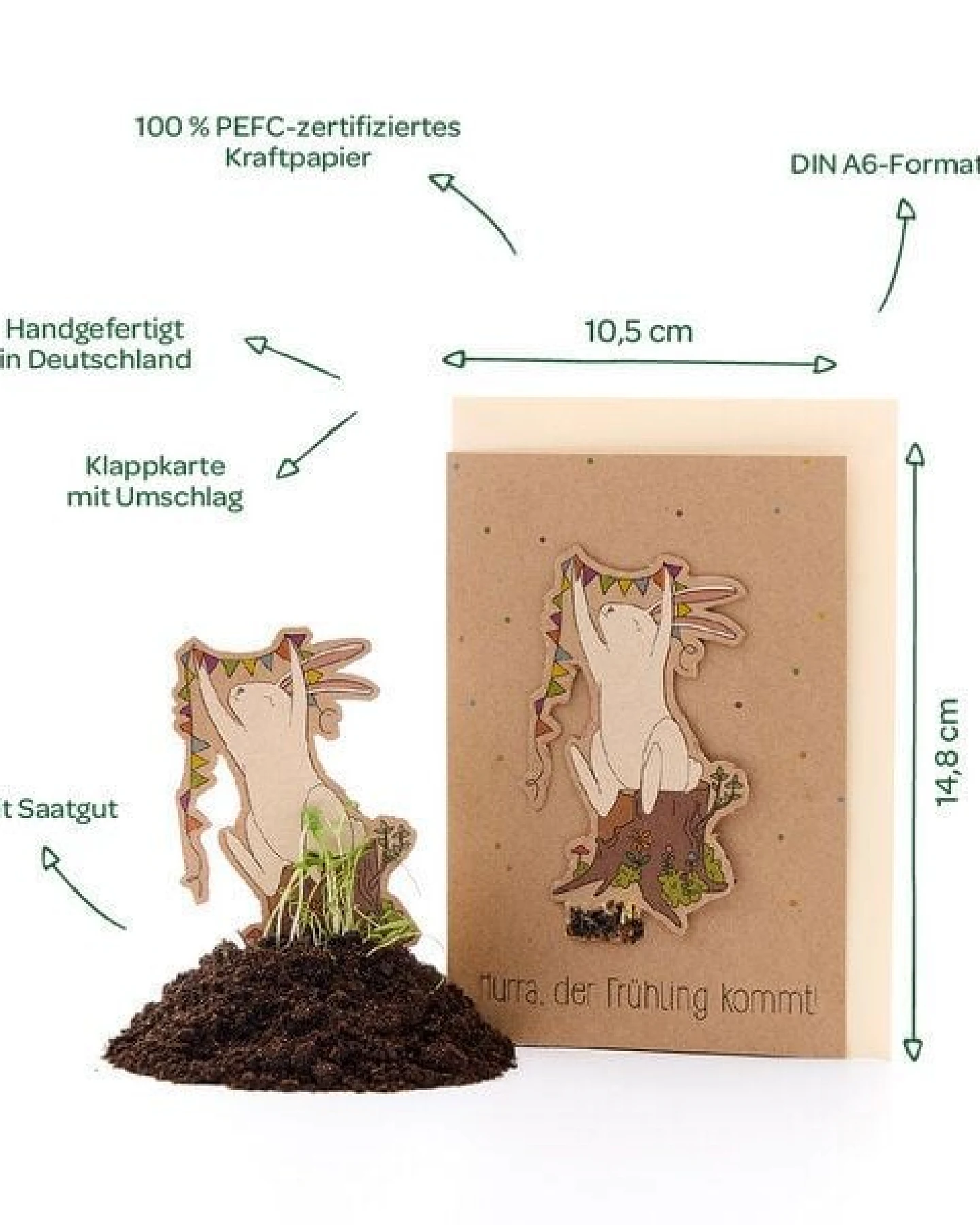 Die Stadtgärtner Osterkarte "Hurra, der Frühling kommt" I Karte zu Ostern I Ostergrußkarte mit Saatgut I Grußkarte "Frohe Ostern" – Ansicht 3