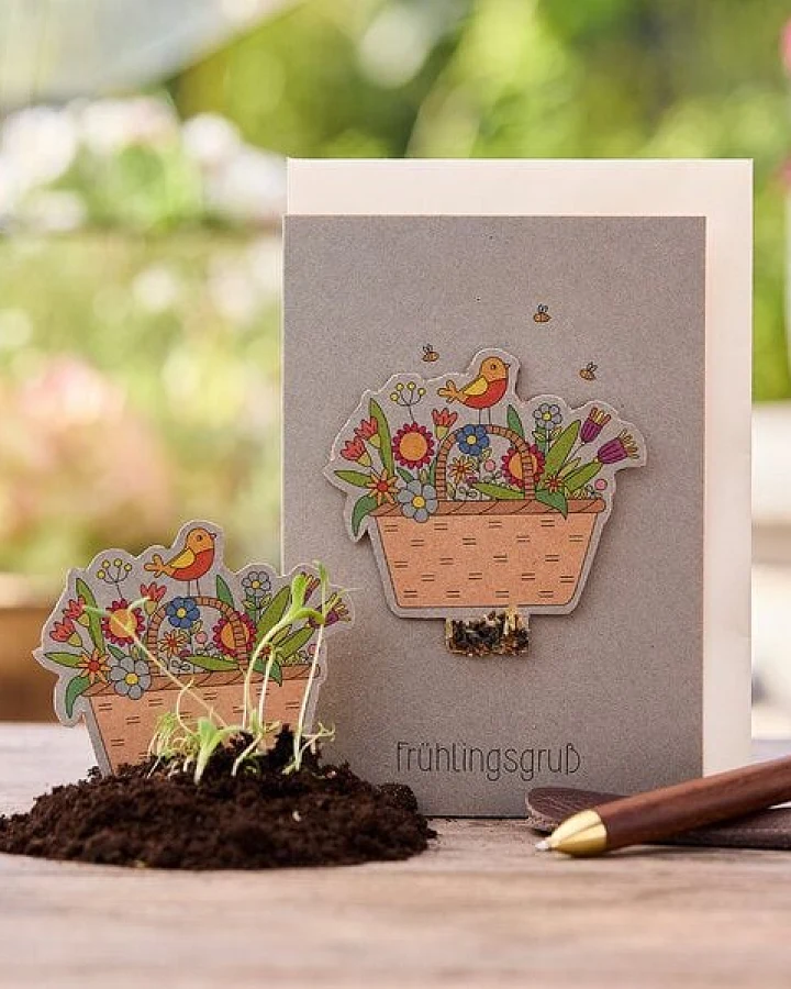Die Stadtgärtner Osterkarte "Frühlingsgruß" I Karte zu Ostern oder Frühling I Ostergrußkarte mit Saatgut I Grußkarte "Frohe Ostern"