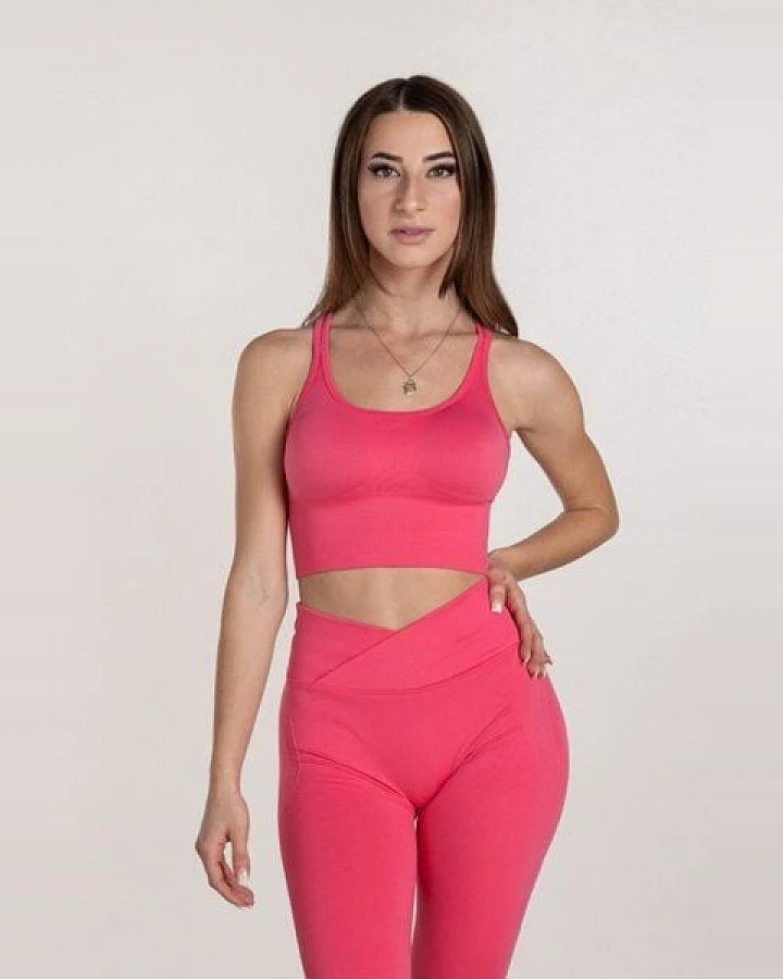 Empire Embodied Sportswear Damen - Bra/Bustier Sport BH mit verstellbaren Trägern, gepolstert, für Yoga, pink - Oberteil aus recyceltem Polyester