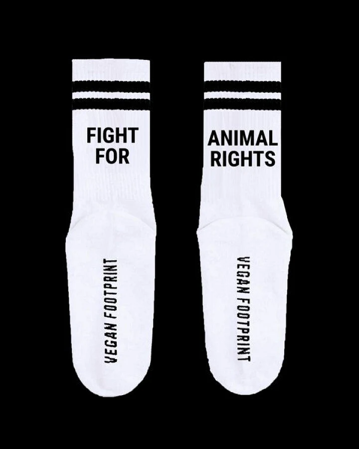 Team Vegan FIGHT FOR ANIMAL RIGHTS - Hohe Sportsocken Mit Streifen Aus Bio-Baumwolle - 3 Paar