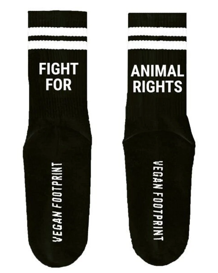 Team Vegan FIGHT FOR ANIMAL RIGHTS - Hohe Sportsocken Mit Streifen Aus Bio-Baumwolle - 3 Paar
