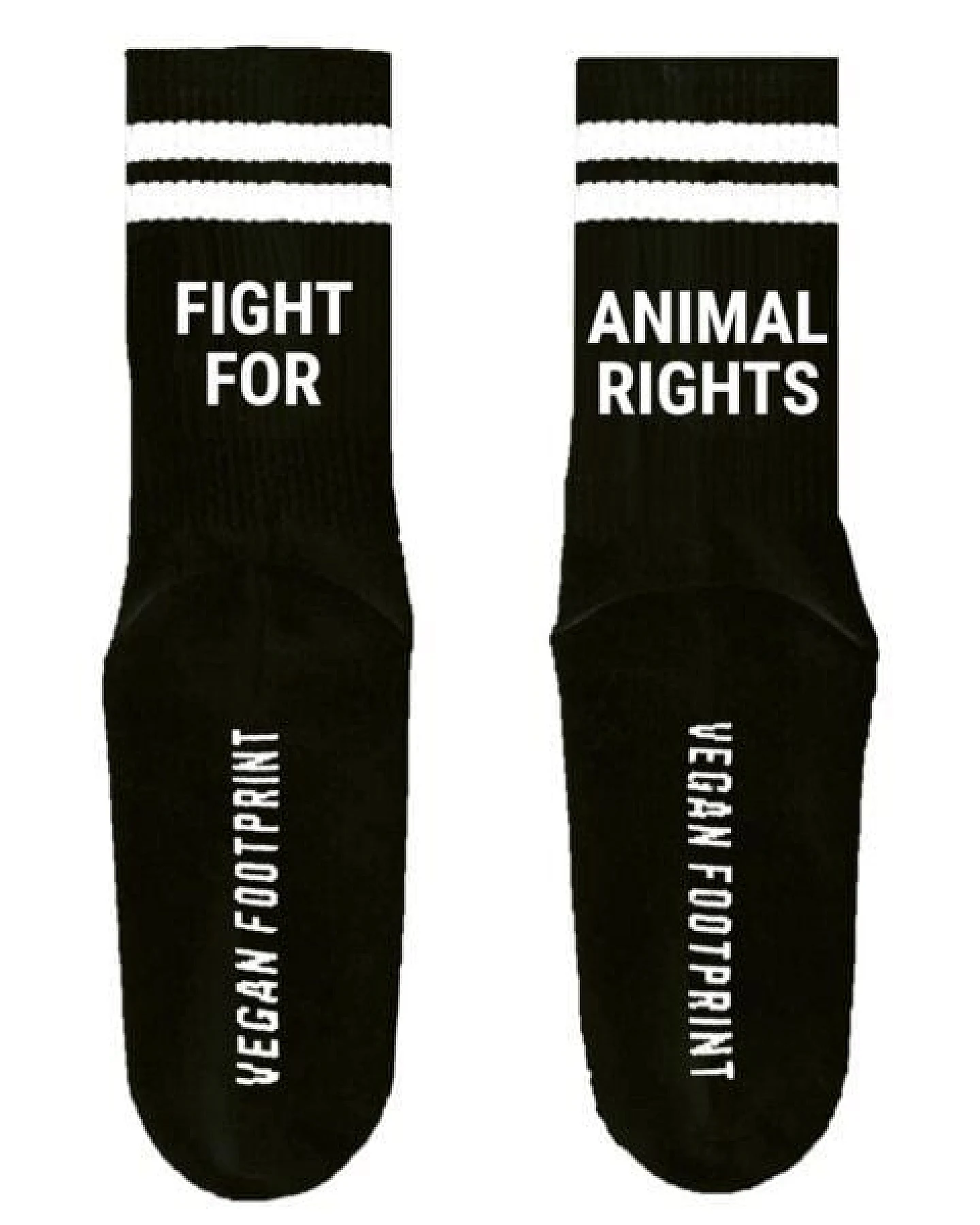 Team Vegan FIGHT FOR ANIMAL RIGHTS - Hohe Sportsocken Mit Streifen Aus Bio-Baumwolle - 3 Paar – Ansicht 2
