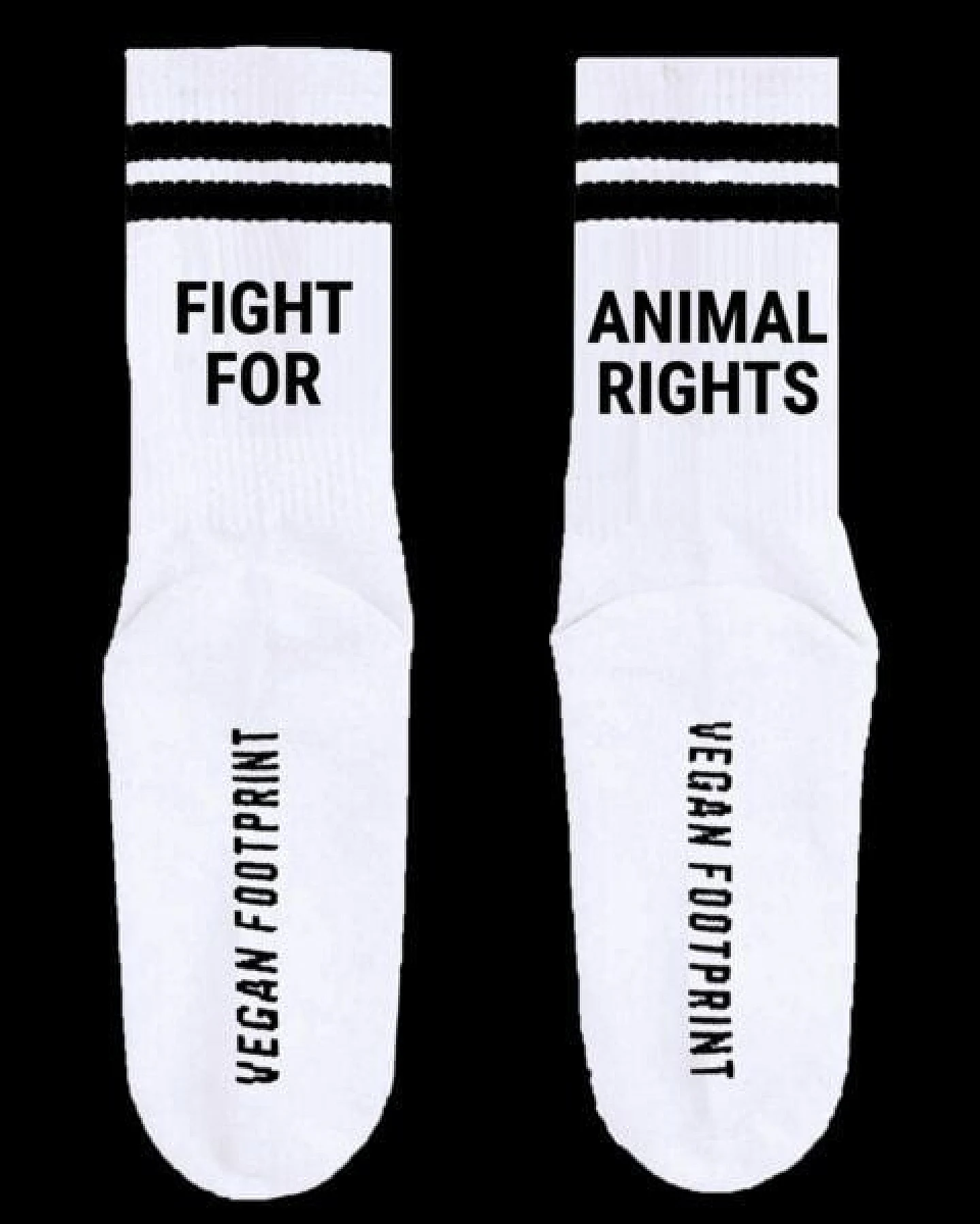 Team Vegan FIGHT FOR ANIMAL RIGHTS - Hohe Sportsocken Mit Streifen Aus Bio-Baumwolle - 3 Paar – Ansicht 3