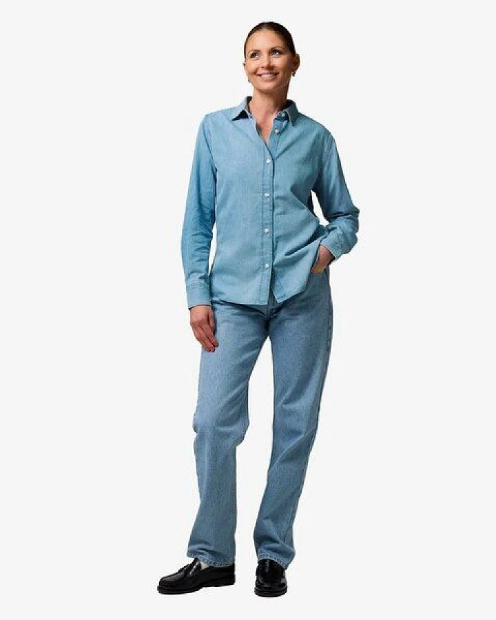 YTWOO Damen-Jeansbluse aus Bio-Baumwolle