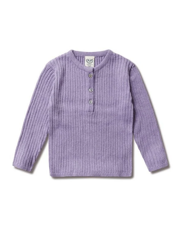Puri Organic Klein Kinder Henley Rippe Bio Baumwolle Leinen
