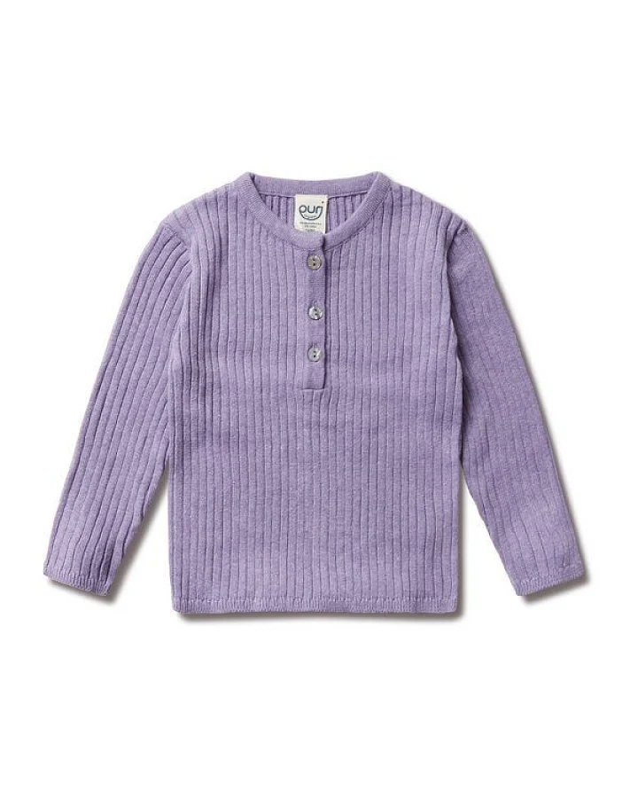 Puri Organic Klein Kinder Henley Rippe Bio Baumwolle Leinen