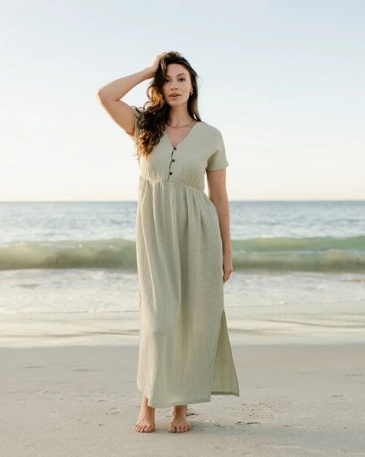NORDLICHT Musselin Kleid Alma Lang aus 100% Bio-Baumwolle