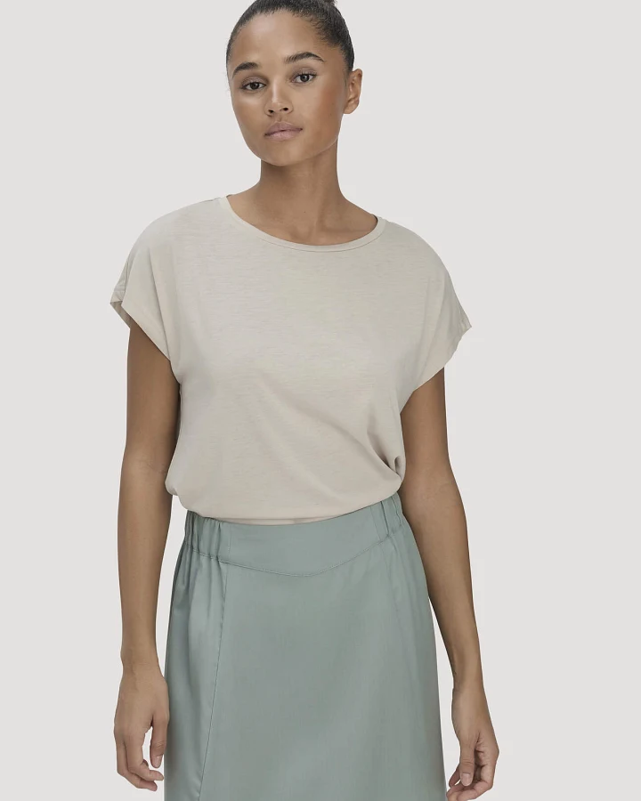 hessnatur Damen T-Shirt Oversize aus TENCEL™ Lyocell mit Bio-Baumwolle - beige - Größe L