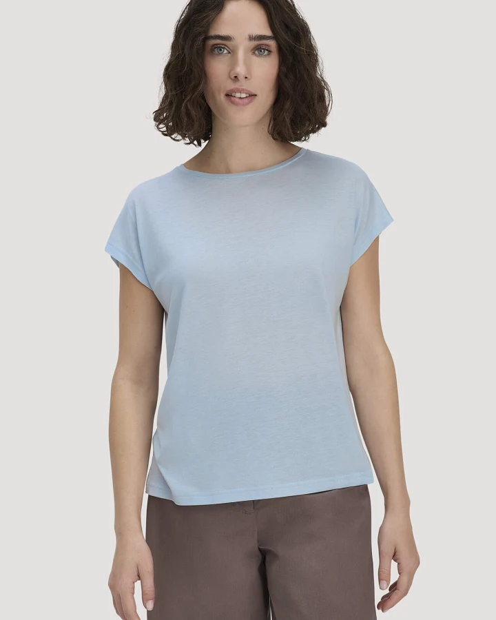 hessnatur Damen T-Shirt Oversize aus TENCEL™ Lyocell mit Bio-Baumwolle - blau - Größe L