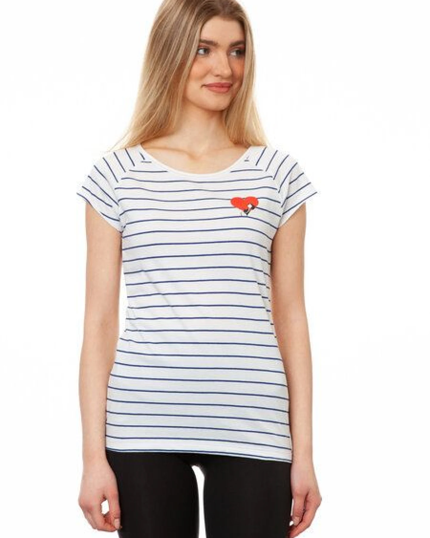 FellHerz Damen T-Shirt Valentine Girl striped blue white Bio Fair und Vegan – Ansicht 3