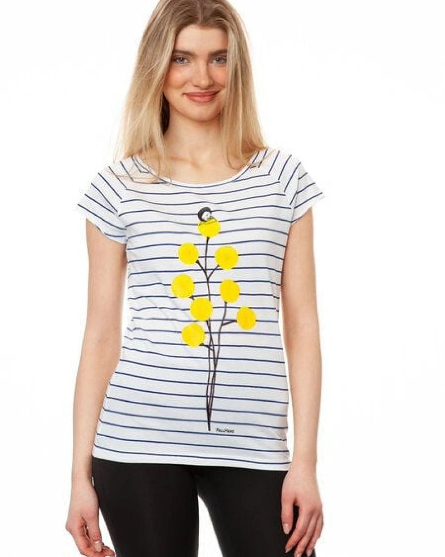 FellHerz Damen T-Shirt Just relax striped white blue Bio Fair und Vegan – Ansicht 3