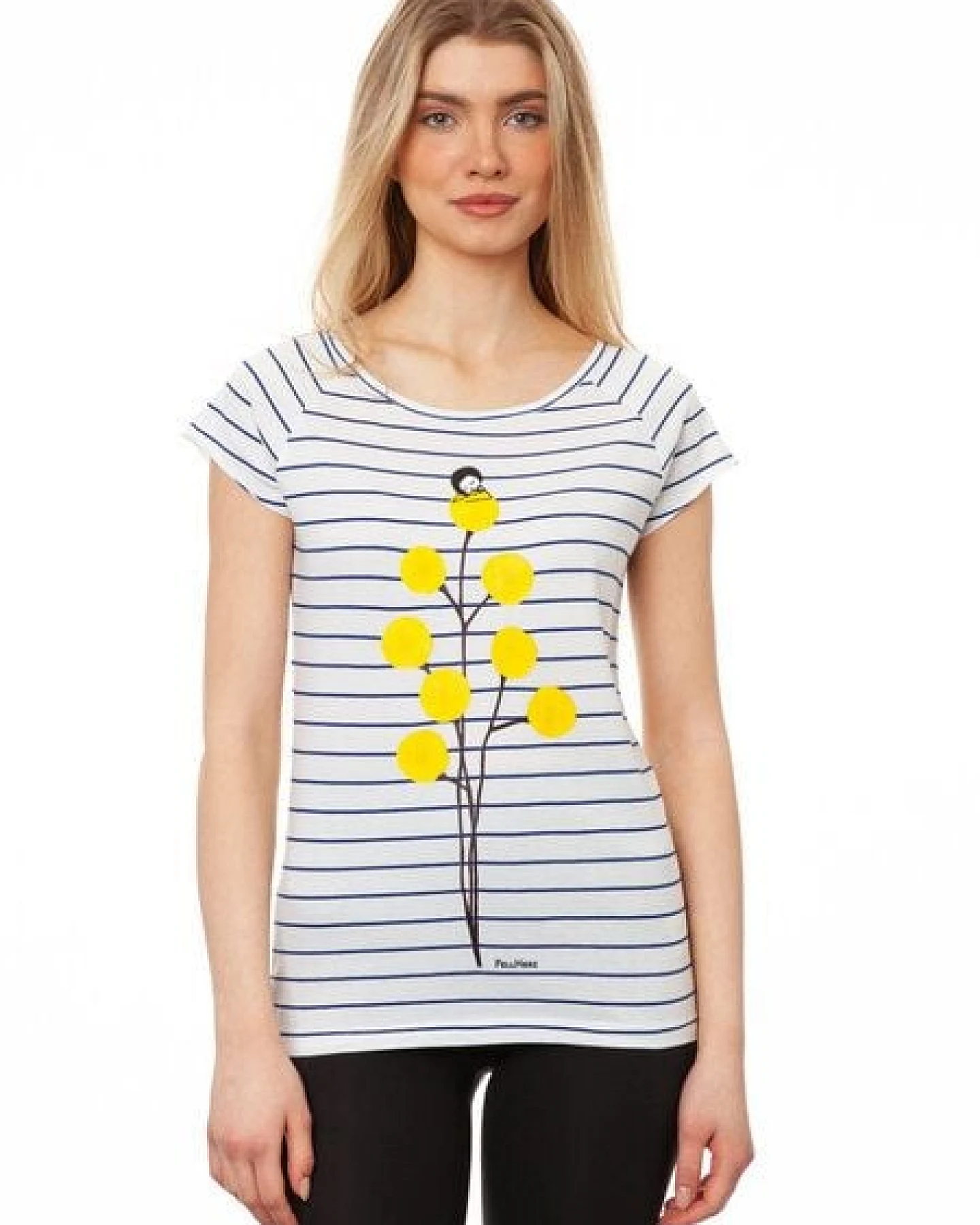 FellHerz Damen T-Shirt Just relax striped white blue Bio Fair und Vegan – Ansicht 3