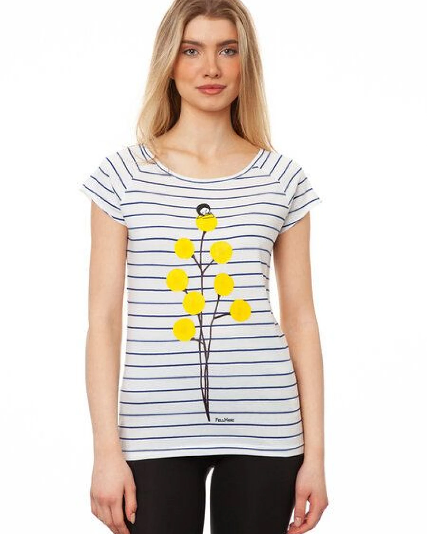 FellHerz Damen T-Shirt Just relax striped white blue Bio Fair und Vegan – Ansicht 3
