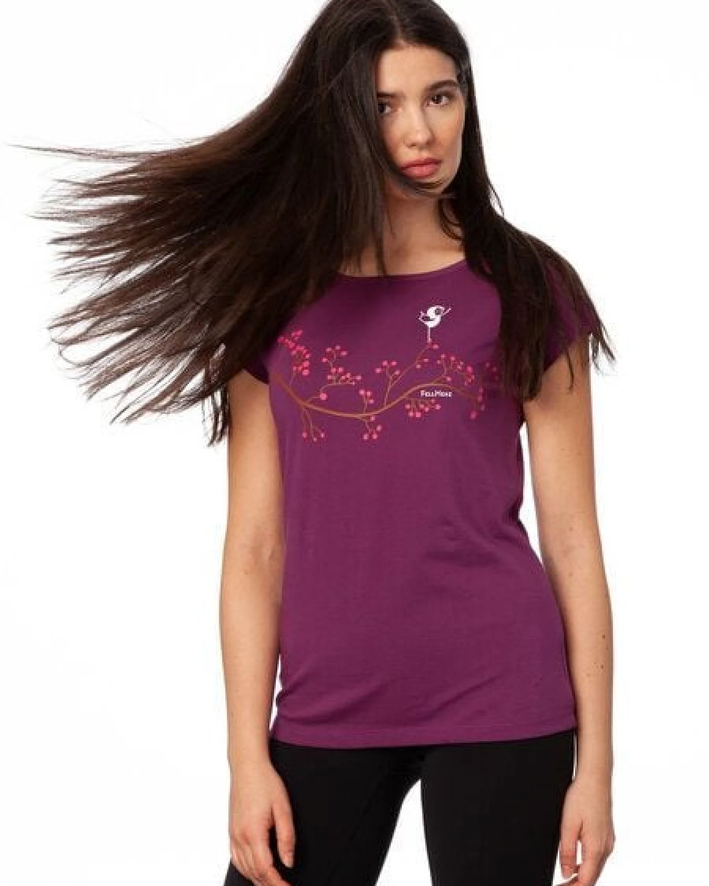 FellHerz Damen T-Shirt Asana Girl berry Bio & Fair & Vegan – Ansicht 4