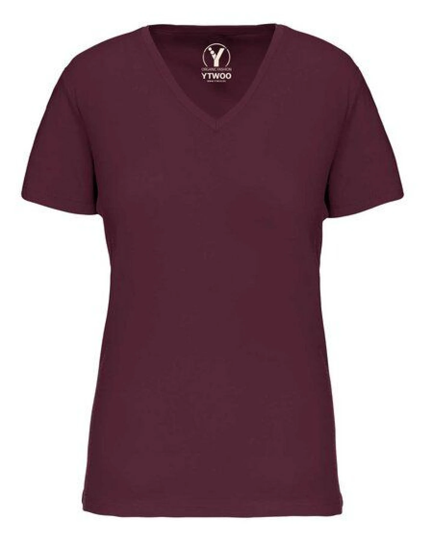 YTWOO Basic Damen T-Shirt mit V-Ausschnitt aus Bio-Baumwolle in Conversion – Ansicht 2