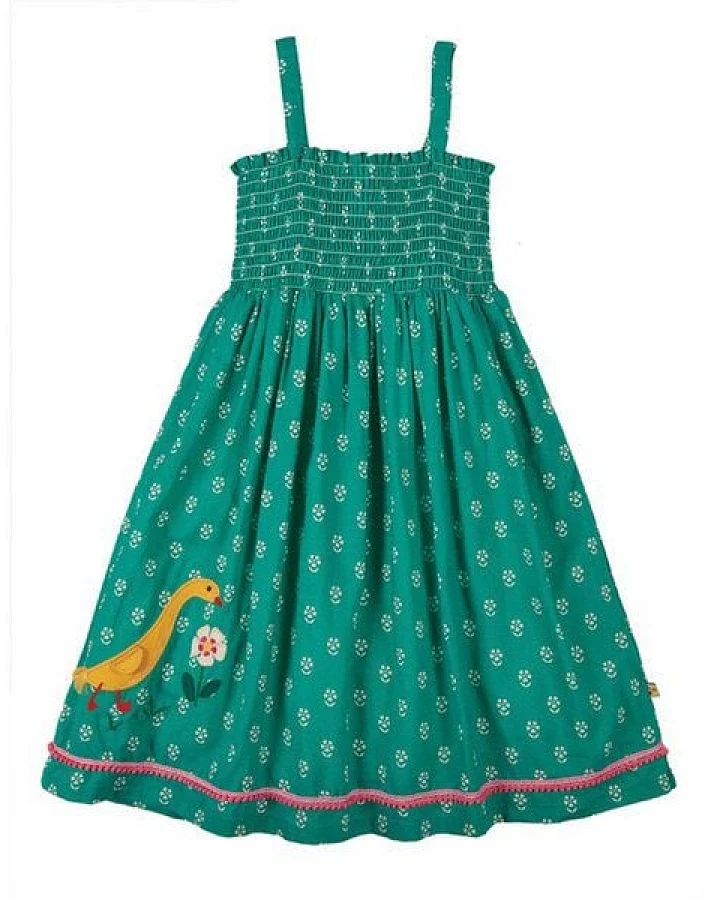 Frugi 2-in-1 Rock-Kleid Cora in jasmin mit Entenapplikation