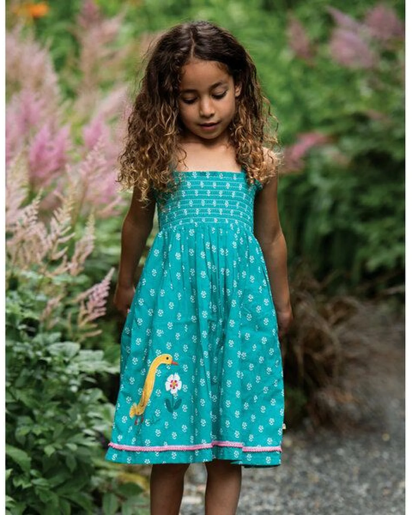 Frugi 2-in-1 Rock-Kleid Cora in jasmin mit Entenapplikation – Ansicht 2