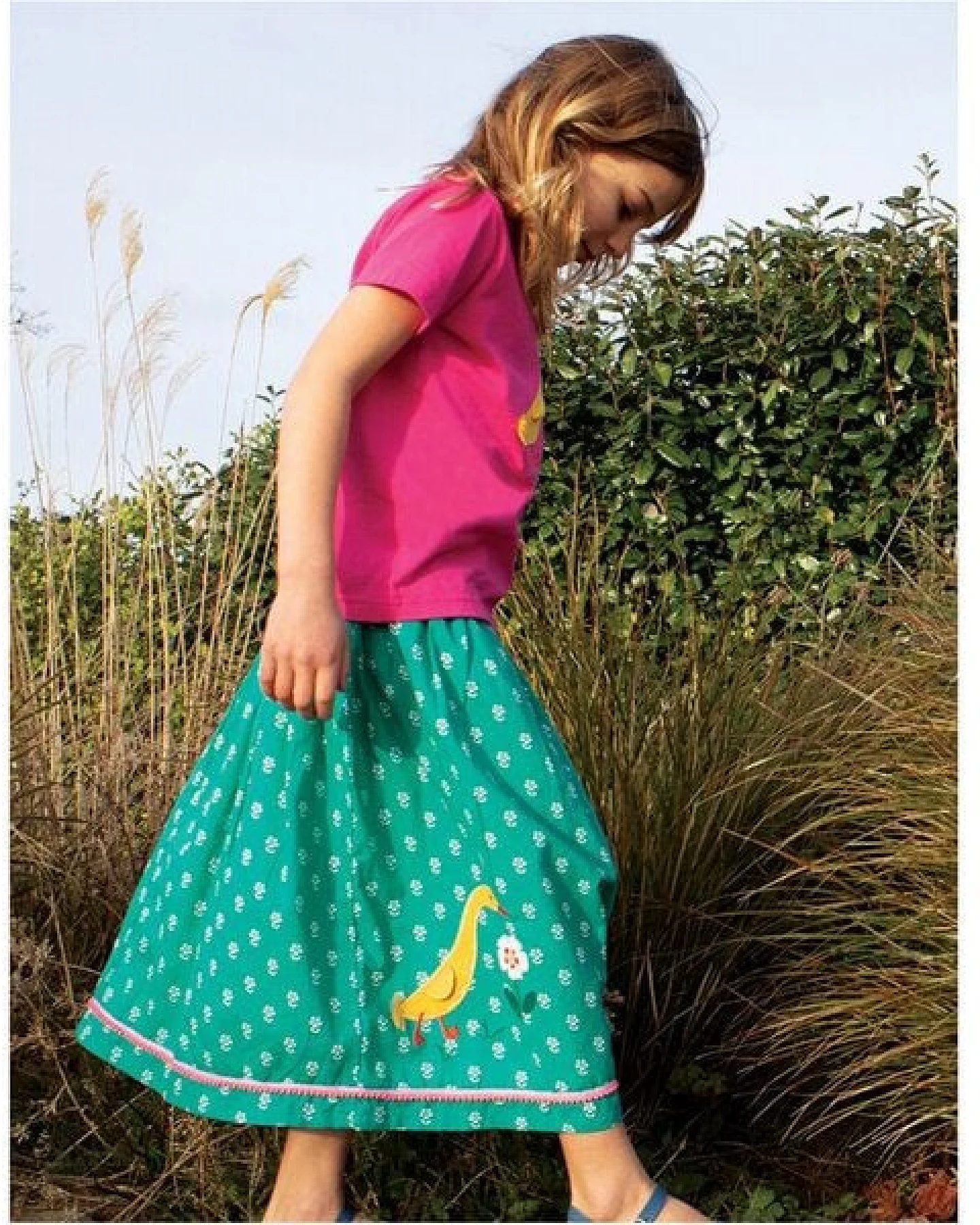 Frugi 2-in-1 Rock-Kleid Cora in jasmin mit Entenapplikation – Ansicht 4
