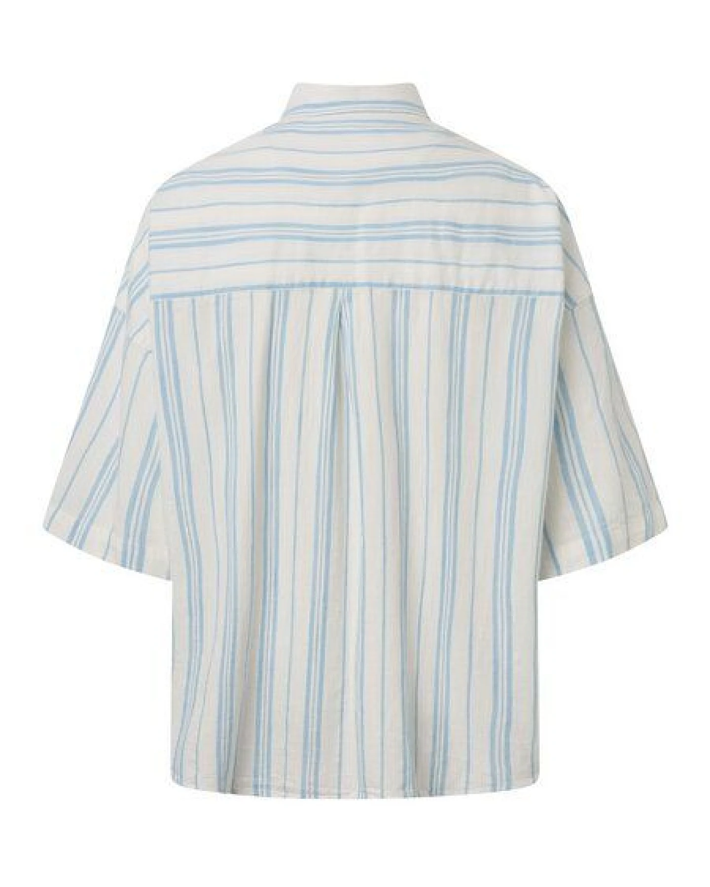 KnowledgeCotton Apparel Gestreifte Kurzarm-Bluse – Ansicht 2