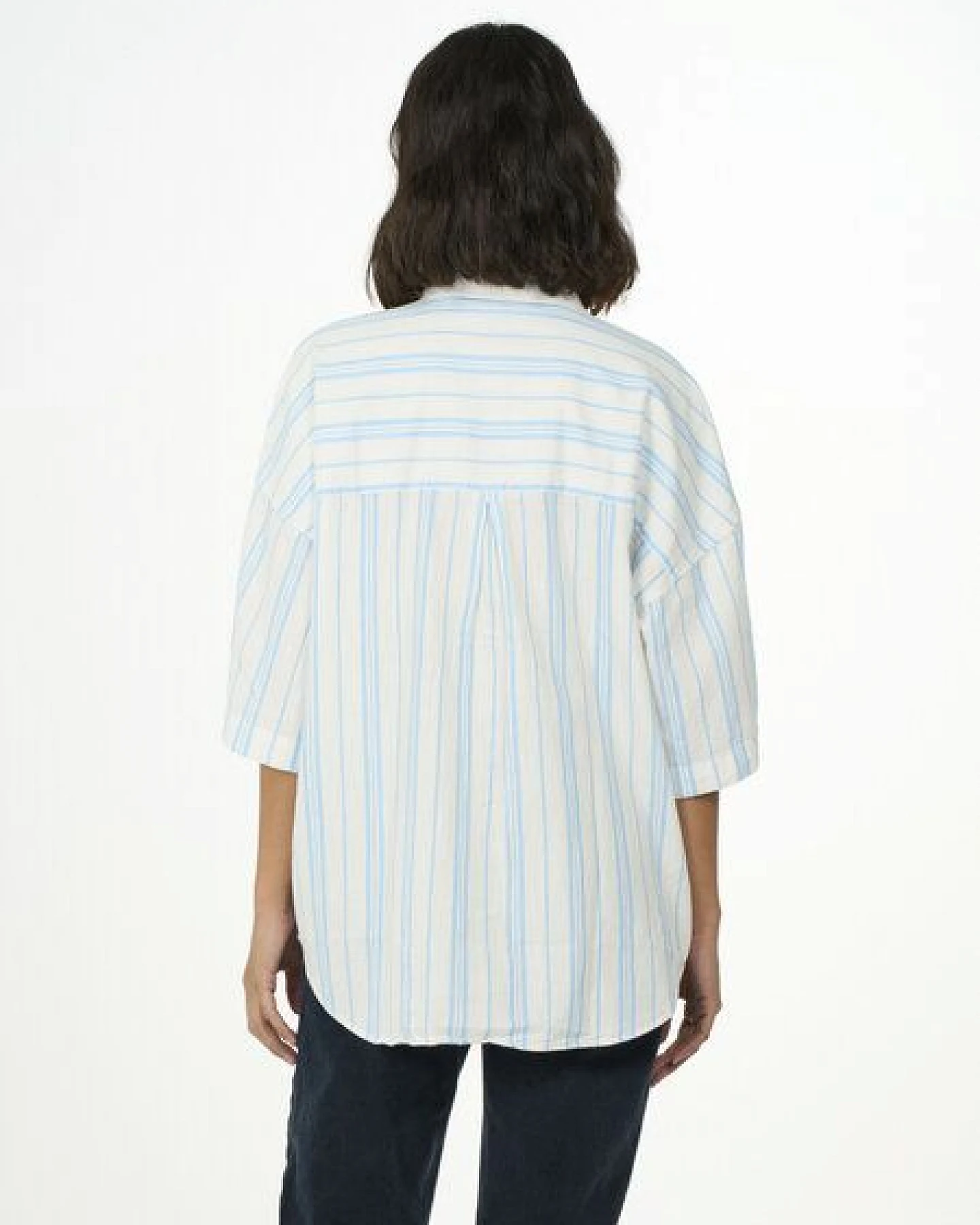 KnowledgeCotton Apparel Gestreifte Kurzarm-Bluse – Ansicht 4