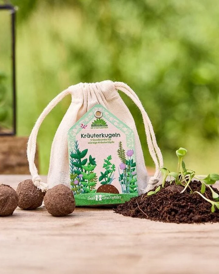 Die Stadtgärtner Kräuterkugeln – Saatkugeln mit Kräutern I Samenbomben mit Kräutern I Seedbombs I Geschenk für den Garten