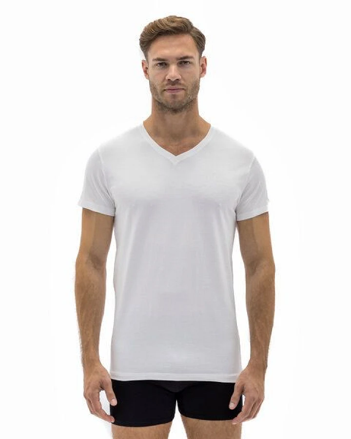 Barrio 13 T-Shirt Herren V-Ausschnitt 3er Pack - Stretch Baumwolle Unterhemd mit Kurzarm Slim Fit