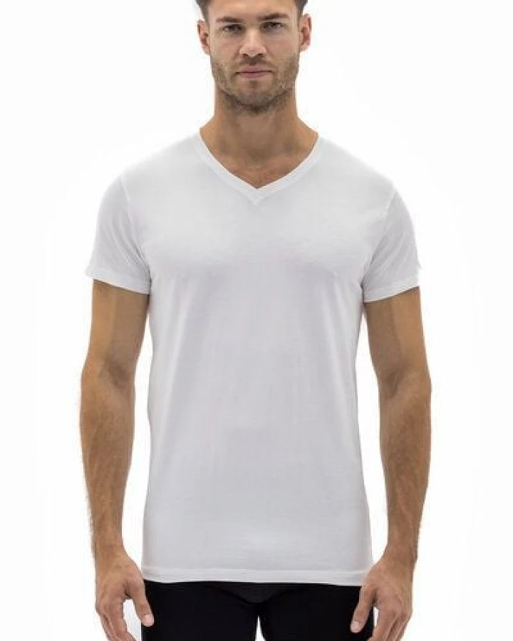 Barrio 13 T-Shirt Herren V-Ausschnitt 3er Pack - Stretch Baumwolle Unterhemd mit Kurzarm Slim Fit
