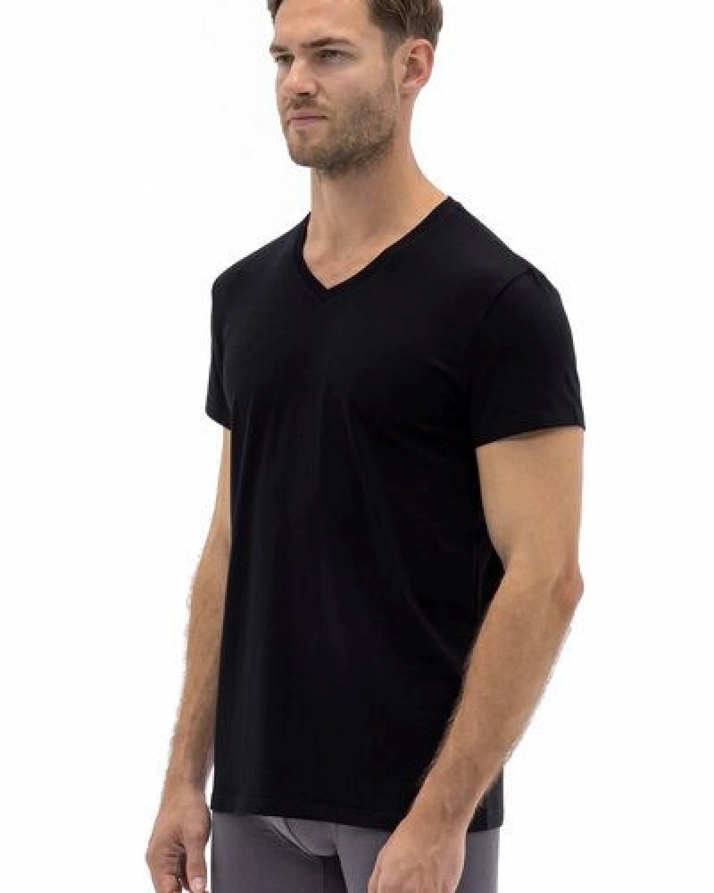 Barrio 13 T-Shirt Herren V-Ausschnitt 3er Pack - Stretch Baumwolle Unterhemd mit Kurzarm Slim Fit – Ansicht 3