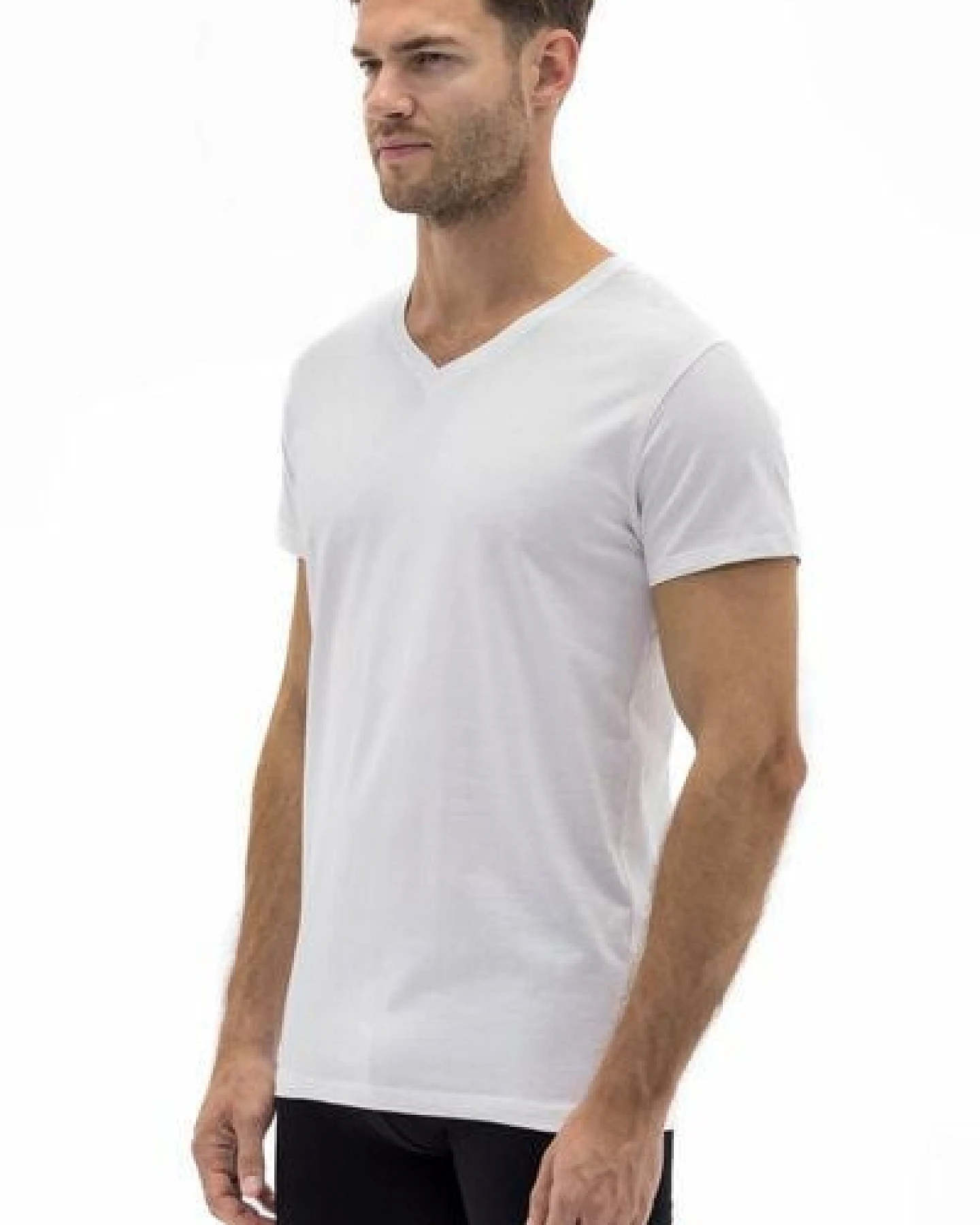 Barrio 13 T-Shirt Herren V-Ausschnitt 3er Pack - Stretch Baumwolle Unterhemd mit Kurzarm Slim Fit – Ansicht 2