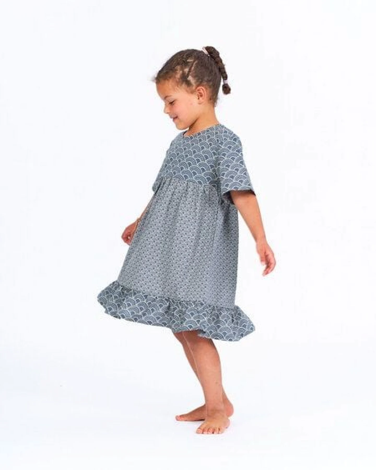 sense-organics Mädchen Sommerkleid mit Wellendruck Bio Baumwolle – Ansicht 3