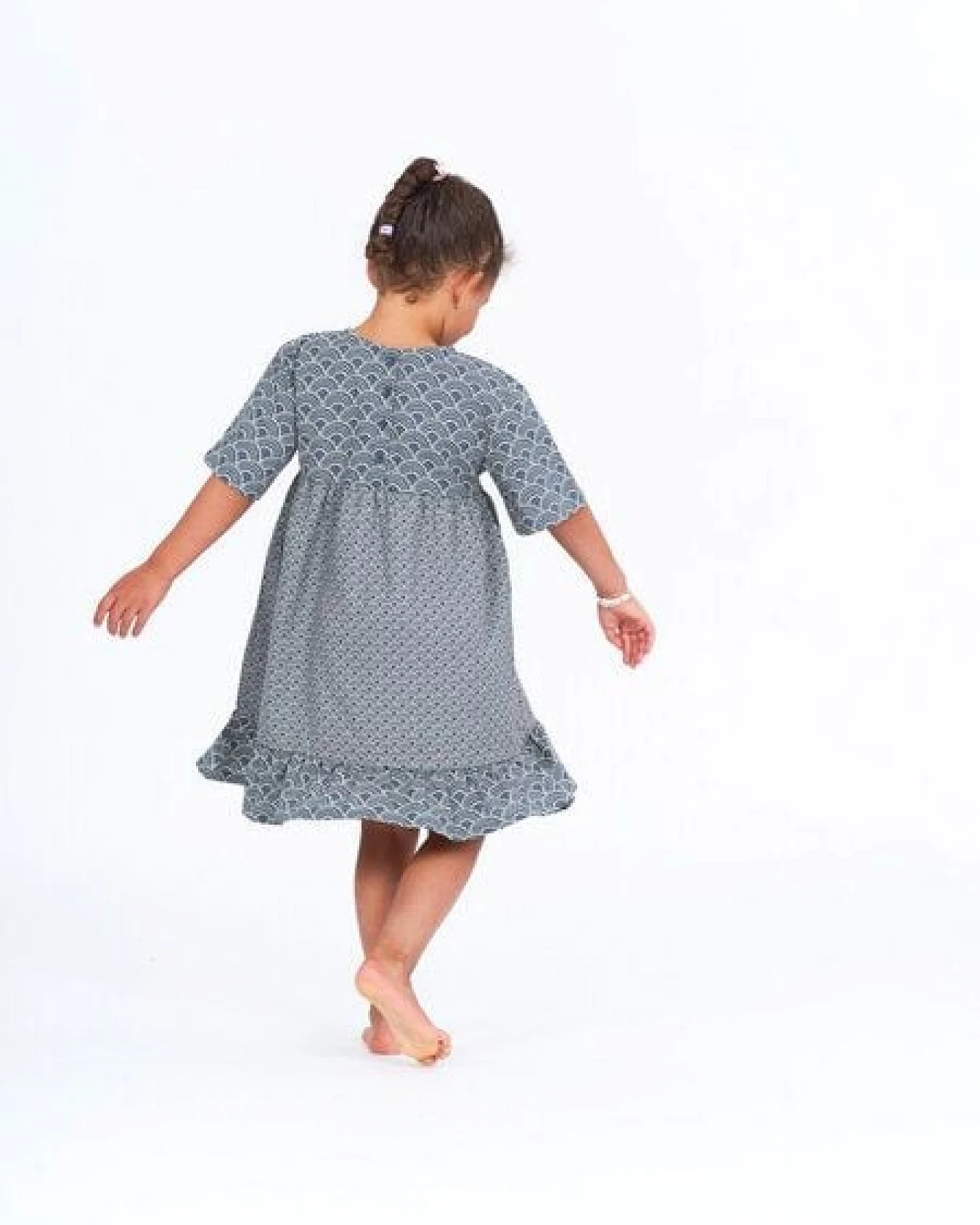 sense-organics Mädchen Sommerkleid mit Wellendruck Bio Baumwolle – Ansicht 4
