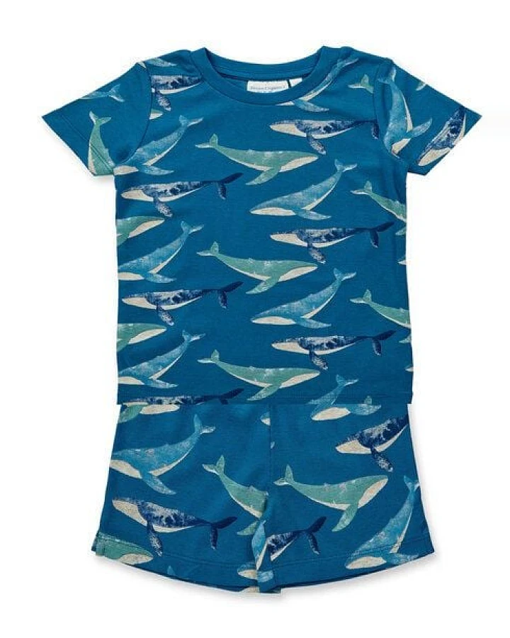 sense-organics Sense Organics Kinder Short Pyjama Whales Bio Baumwolle