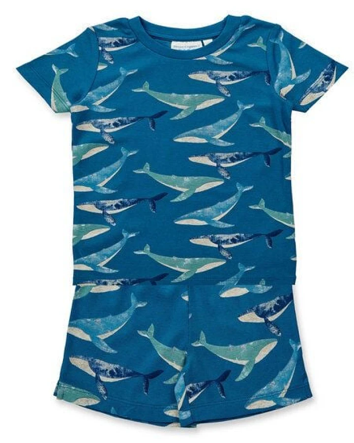 sense-organics Sense Organics Kinder Short Pyjama Whales Bio Baumwolle