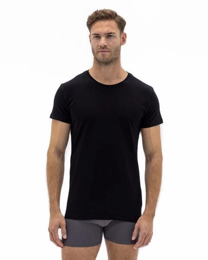 Barrio 13 T-Shirt Herren Rundhals 3er Pack - Stretch Baumwolle Unterhemd mit Kurzarm Slim Fit