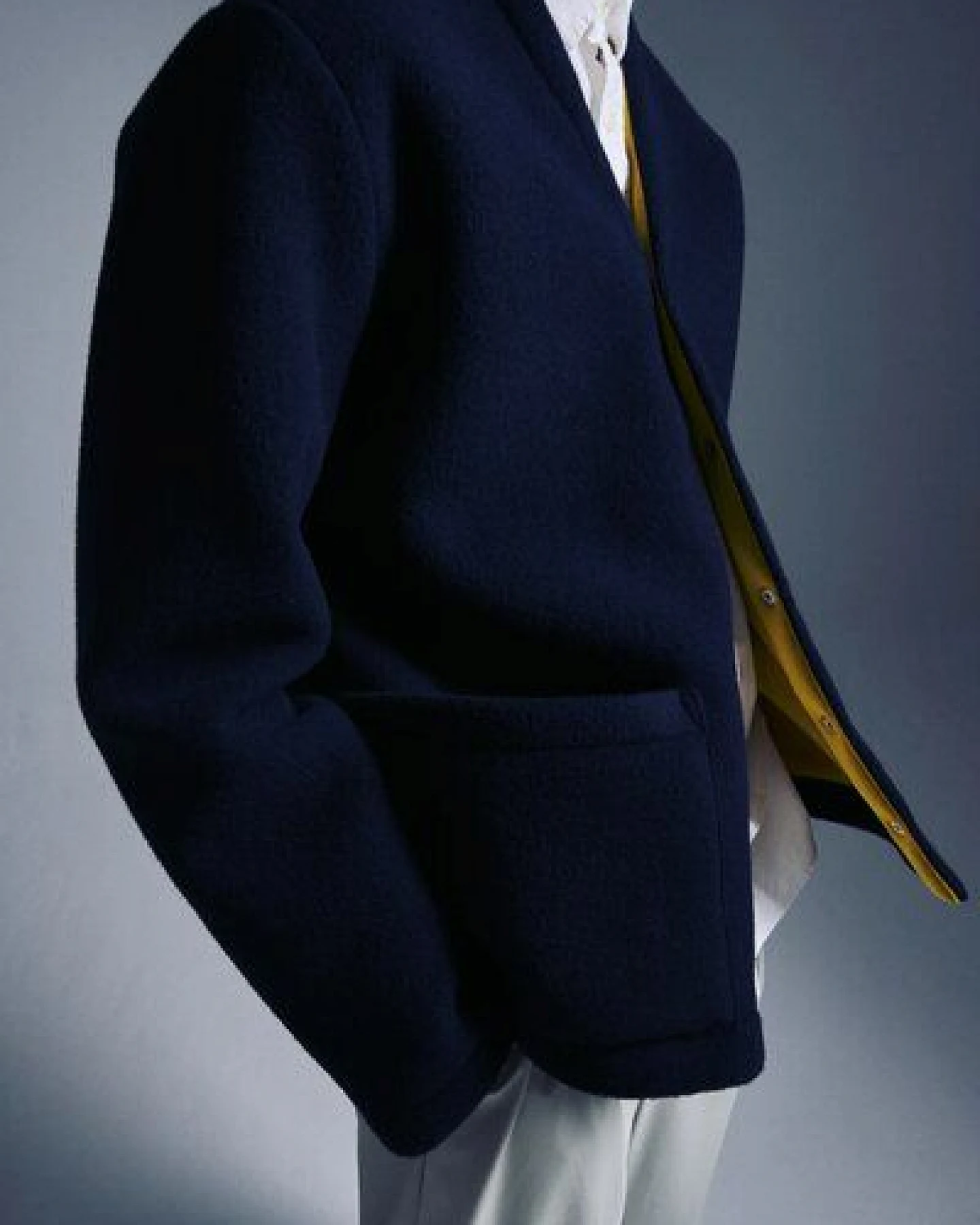 Unfeigned Winter Cardigan Navy / Mustard – Ansicht 4
