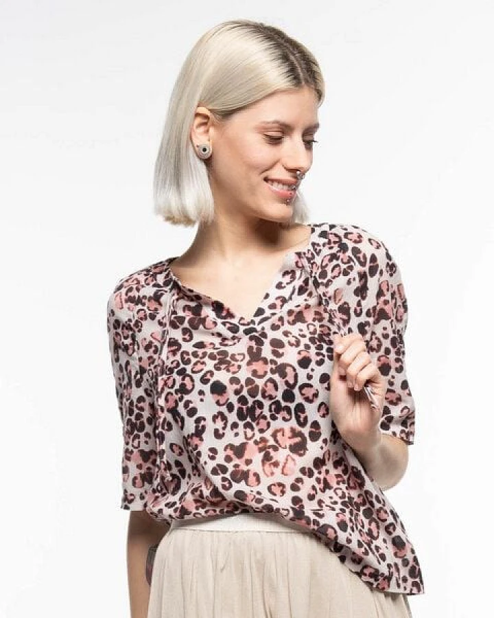 Alma & Lovis Print-Bluse aus Bio-Baumwoll-Batist